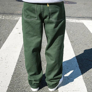 Theories - Plaza Jeans Hunter - Green/White Contrast Stitch