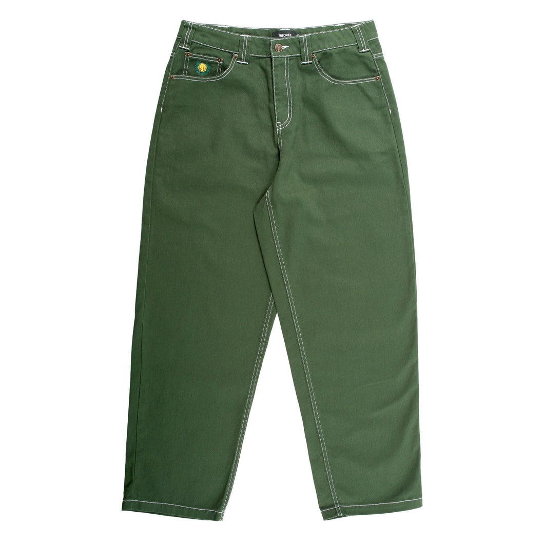 Theories - Plaza Jeans Hunter - Green/White Contrast Stitch