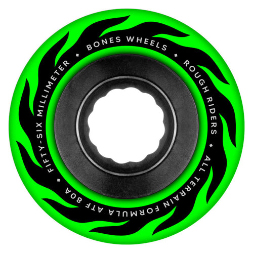 Bones Wheels - Rough Riders Eternal Flame ATF Green Wheels - 56mm 80A